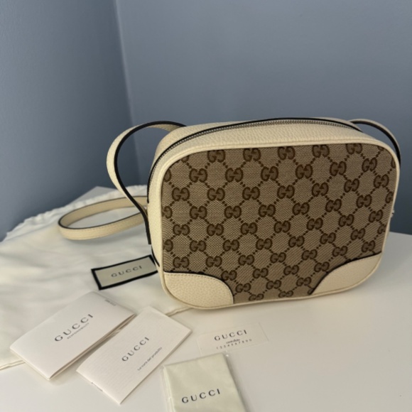 NEW GUCCI GG Canvas Bree Crossbody Bag with Leather trim - Picture 6 of 8